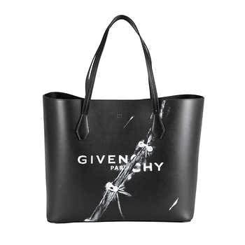 Givenchy Wing Logo Leather Shopping Bag, Black 